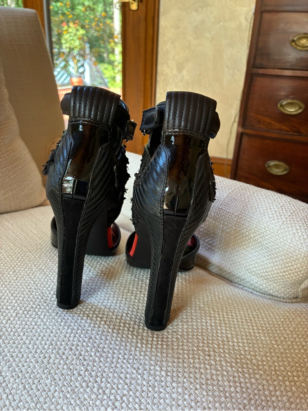 Alexander Wang Black, Red & Gray Strappy High Heel Sandals - Picture 3 of 4